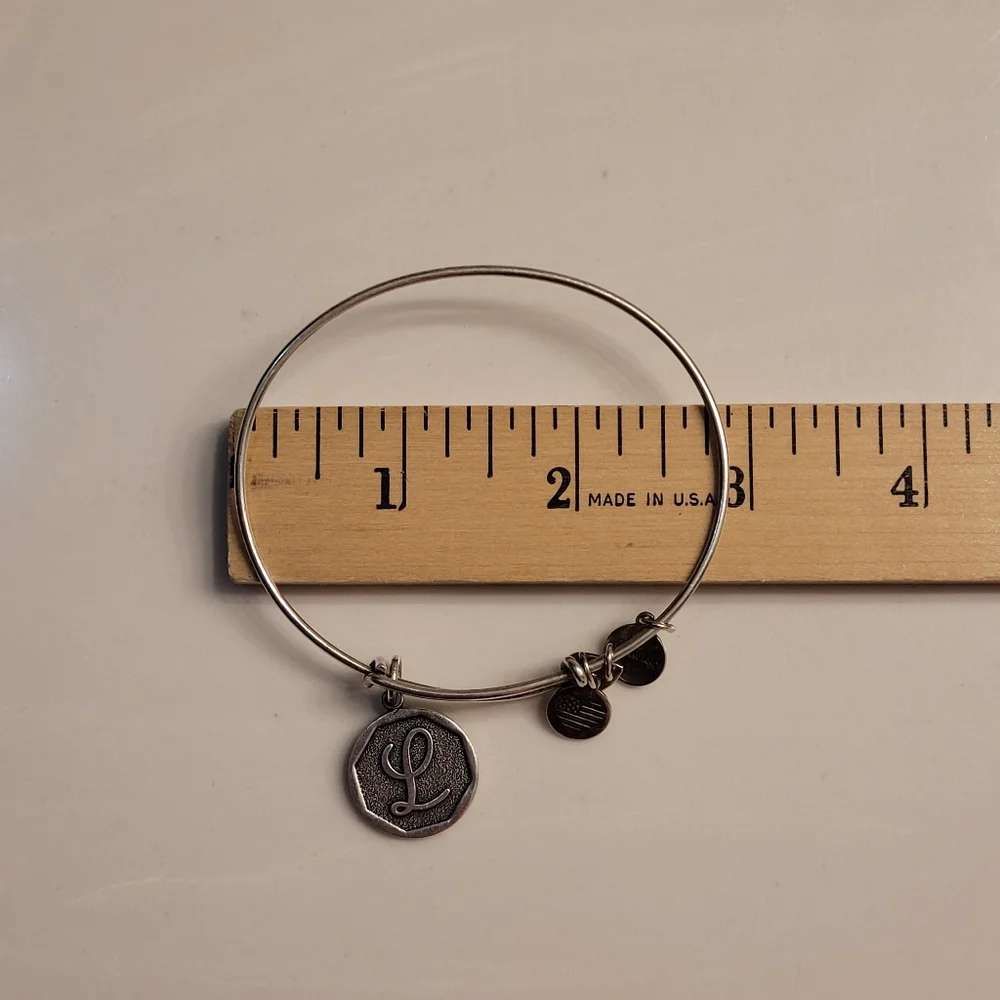 Alex and Ani Monogram Initial "L" Charm Bangle Bracelet Silver-tone - Picture 7 of 13